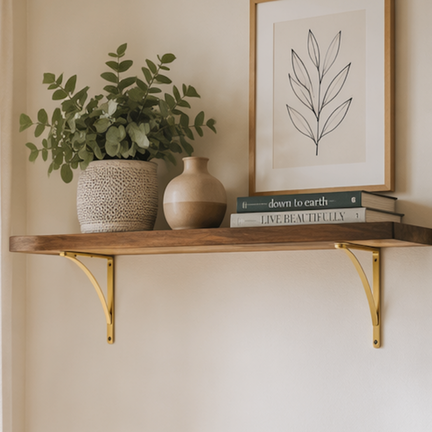 Unlacquered Elegant Solid Brass Shelf Bracket
