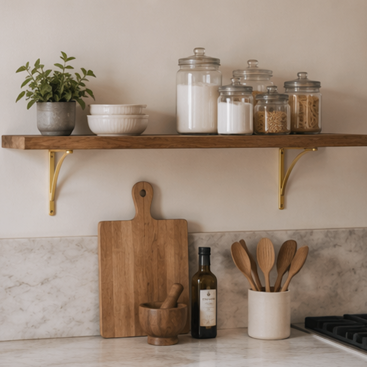 Unlacquered Elegant Solid Brass Shelf Bracket