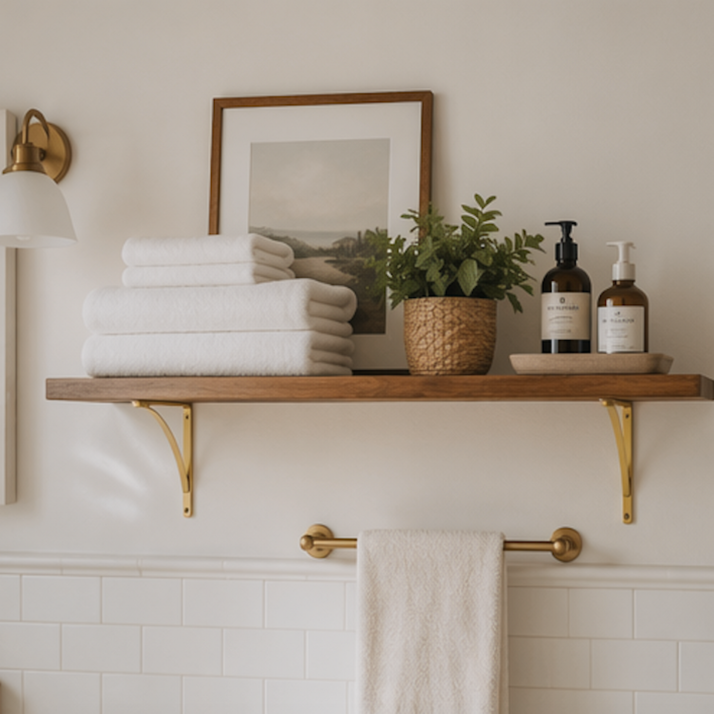 Unlacquered Elegant Solid Brass Shelf Bracket