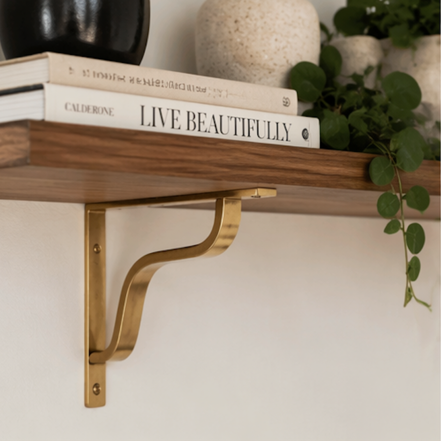 Unlacquered Timeless Solid Brass Shelf Bracket