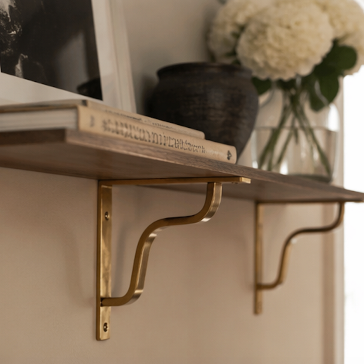 Unlacquered Timeless Solid Brass Shelf Bracket
