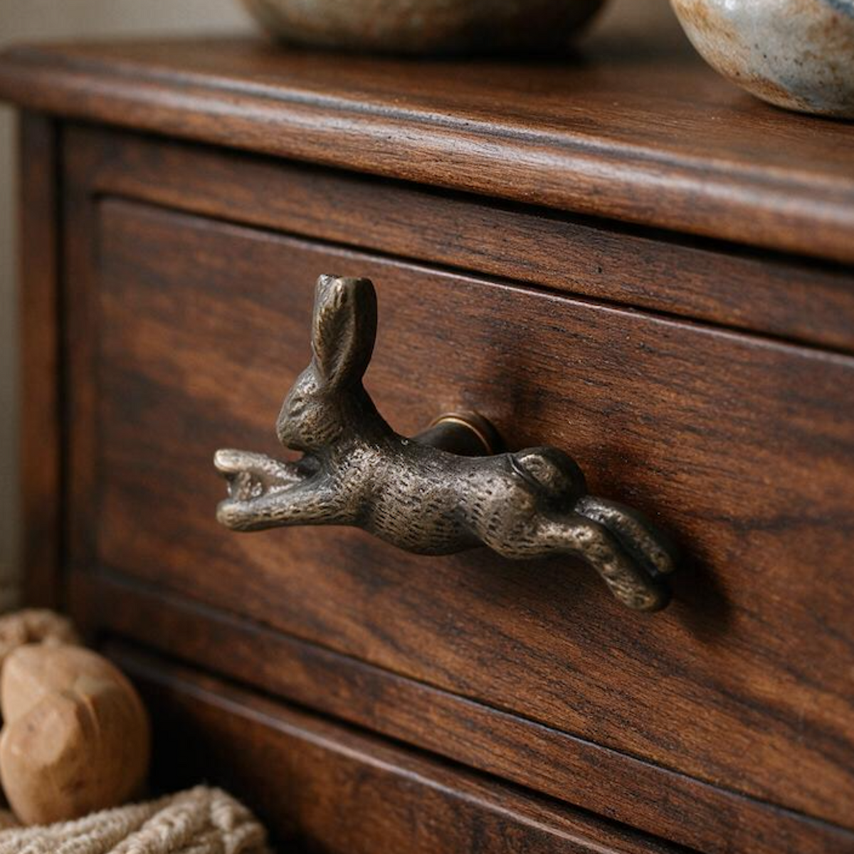 Running Rabbit Vintage Animal Knob