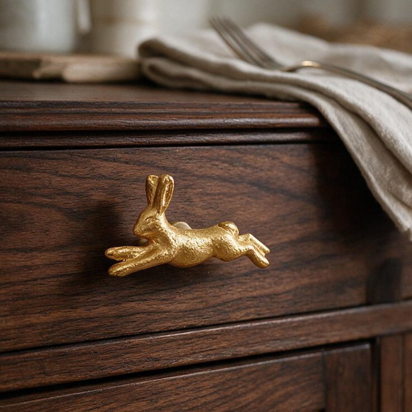Running Rabbit Vintage Animal Knob