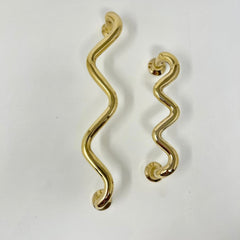 UNLACQUERED Polished Solid Brass WAVY | WIGGLE Handles