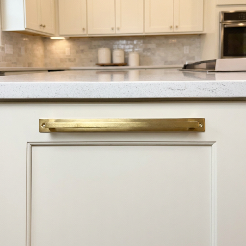 Unlacquered Brass Square Backplate Handle