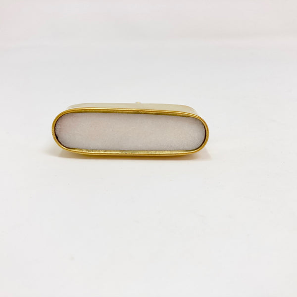 Oval Brass & Marble Stone Knob