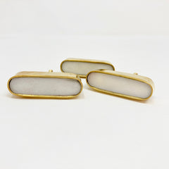 Oval Brass & Marble Stone Knob