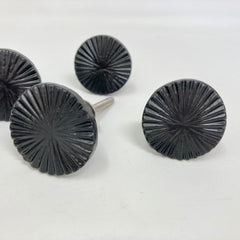 Black Vintage Art Deco Fan Iron Knob. Elegant, Timeless Design in 2 Sizes, Large & Small, for Cabinets, Drawers, & Furniture