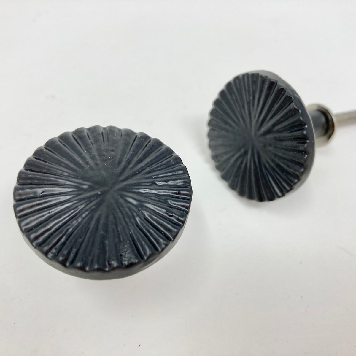 Black Vintage Art Deco Fan Iron Knob. Elegant, Timeless Design in 2 Sizes, Large & Small, for Cabinets, Drawers, & Furniture