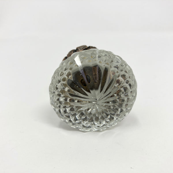 Vintage Victorian Style Glass Knob in Clear with Antique Brass Collar