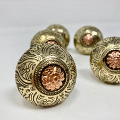 Moroccan Brass Gold Copper Round Drawer Knob for Cabinets, Drawers, & Furniture