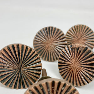Antique Copper Vintage Art Deco Fan Drawer Knob