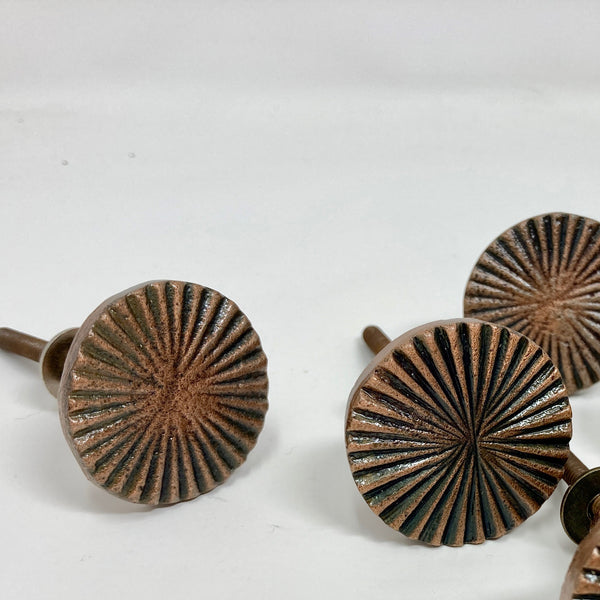 Antique Copper Vintage Art Deco Fan Drawer Knob