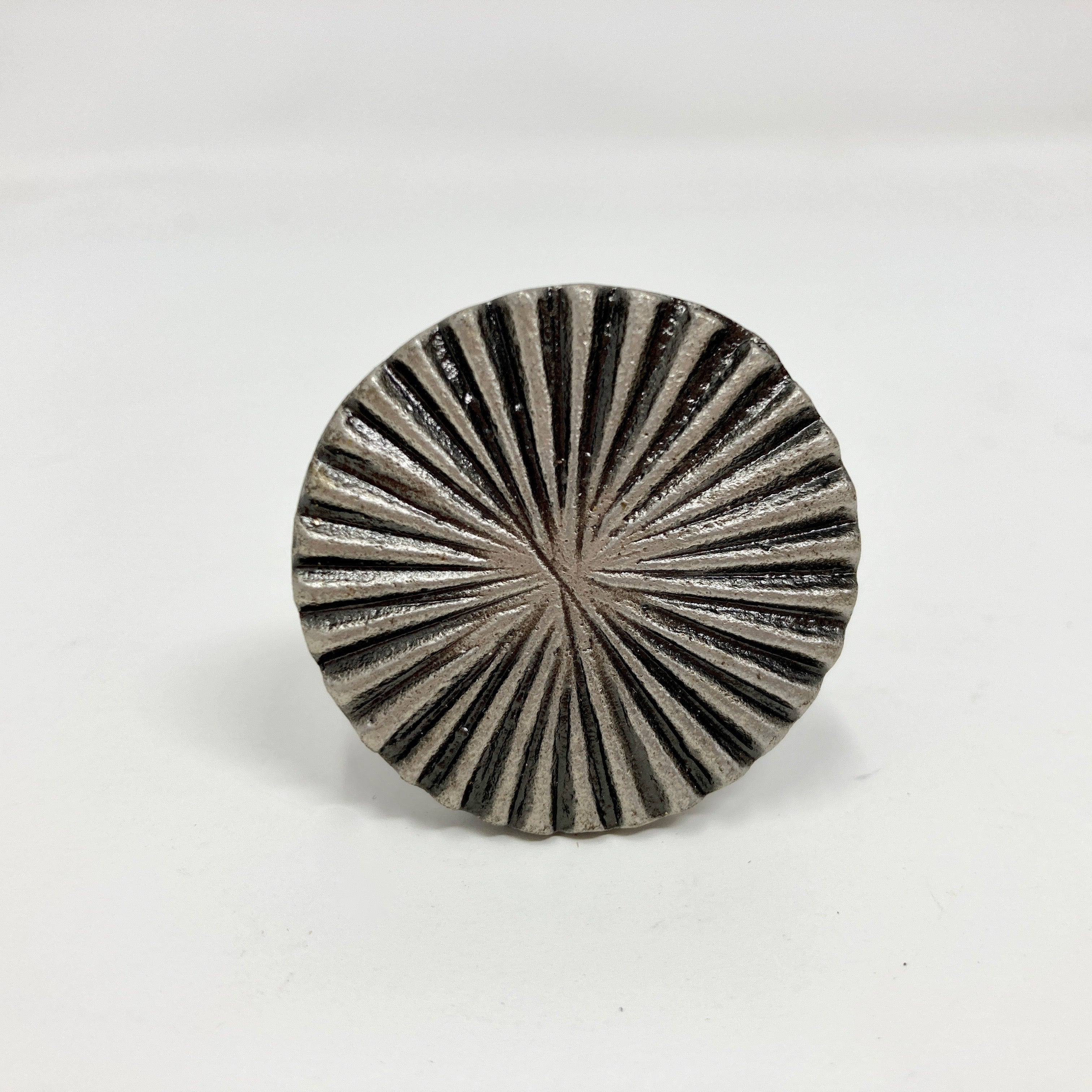 Pewter Vintage Art Deco Fan Drawer Knob