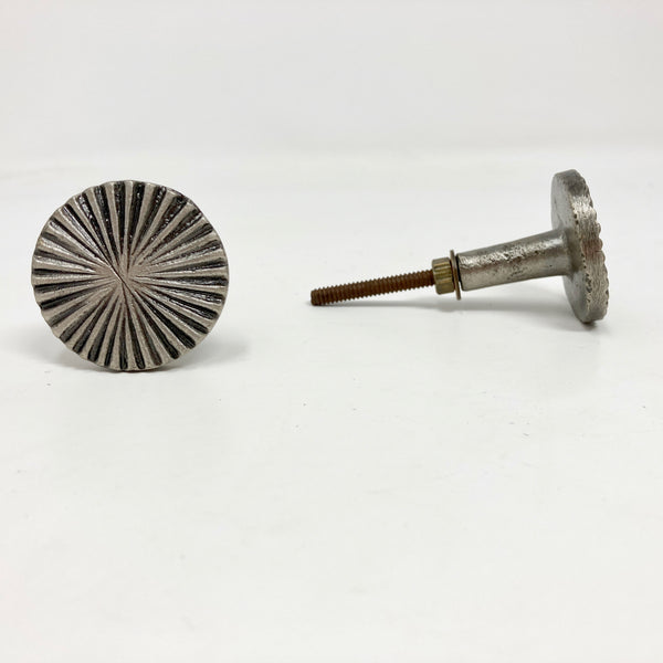 Pewter Vintage Art Deco Fan Drawer Knob