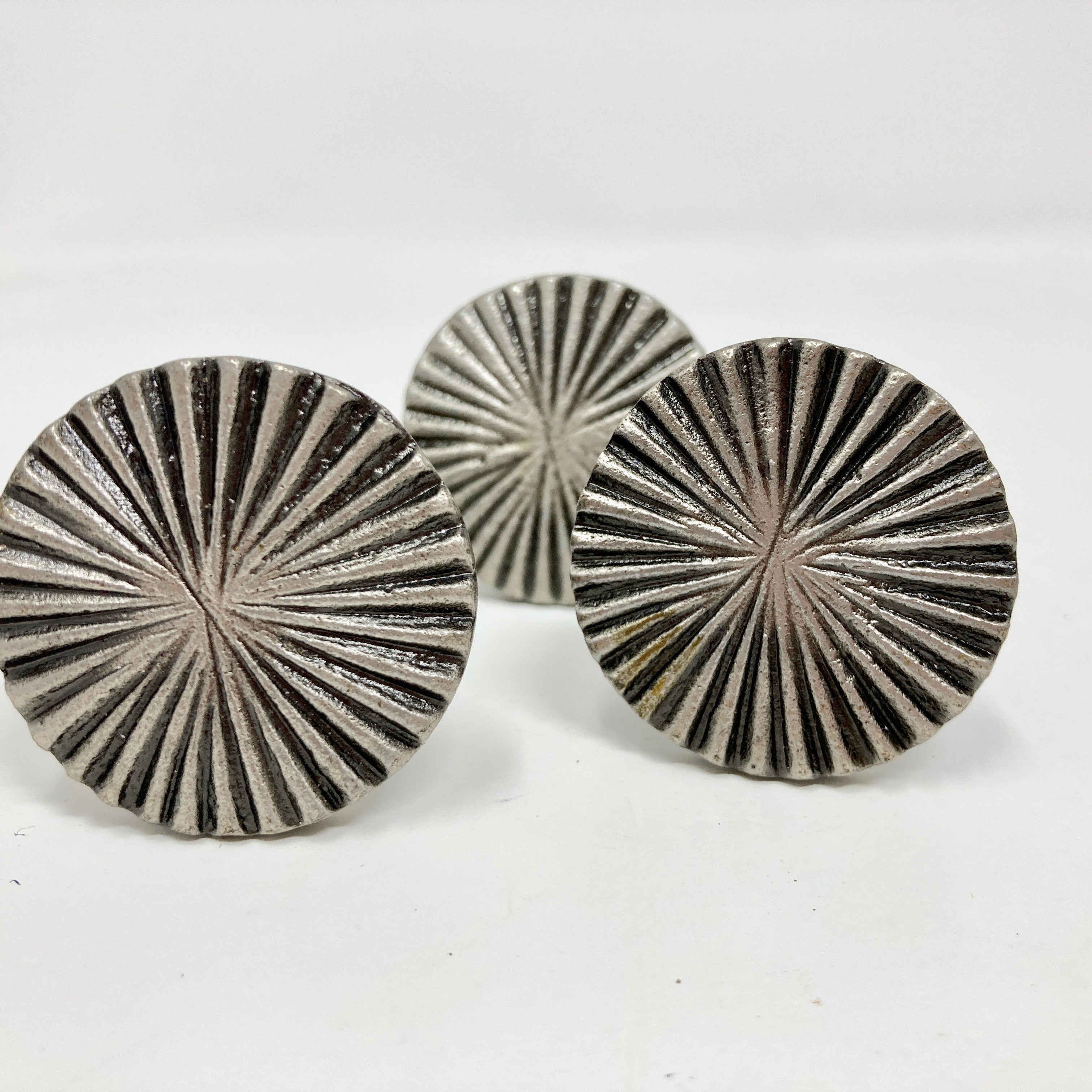 Pewter Vintage Art Deco Fan Drawer Knob