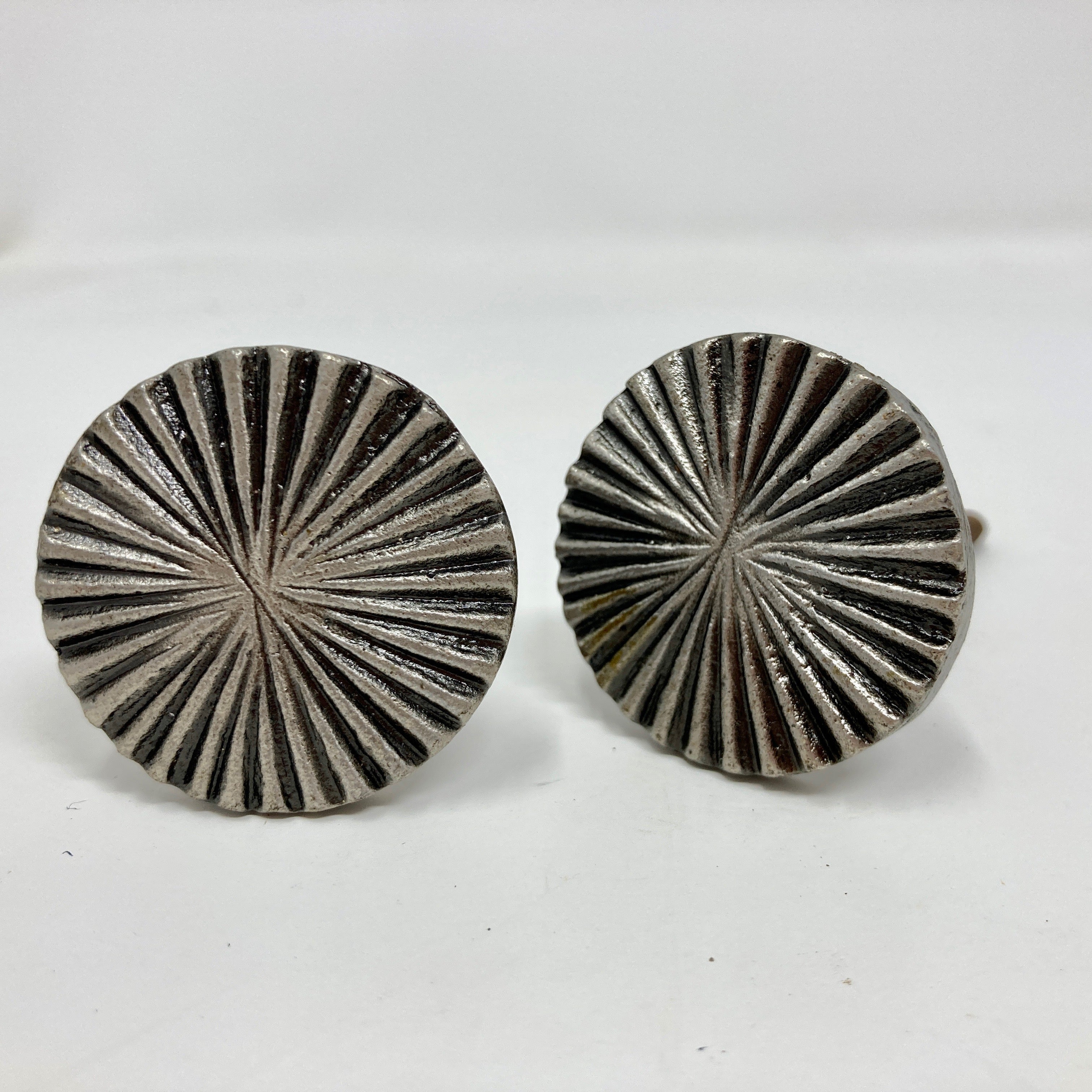 Pewter Vintage Art Deco Fan Drawer Knob