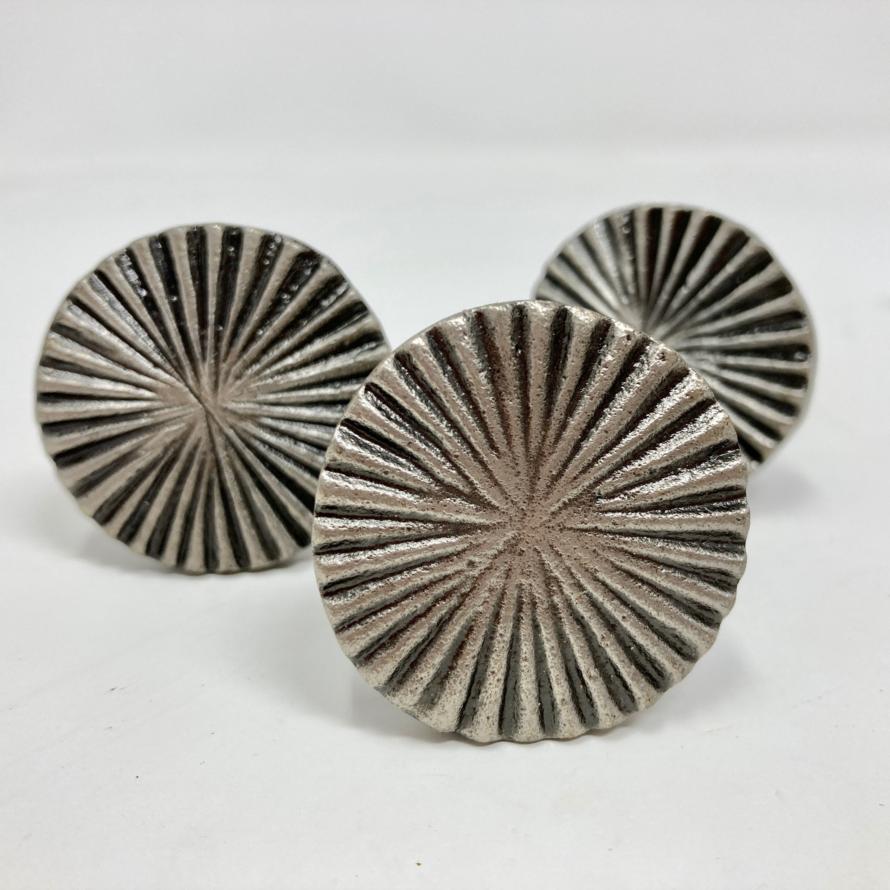 Pewter Vintage Art Deco Fan Drawer Knob