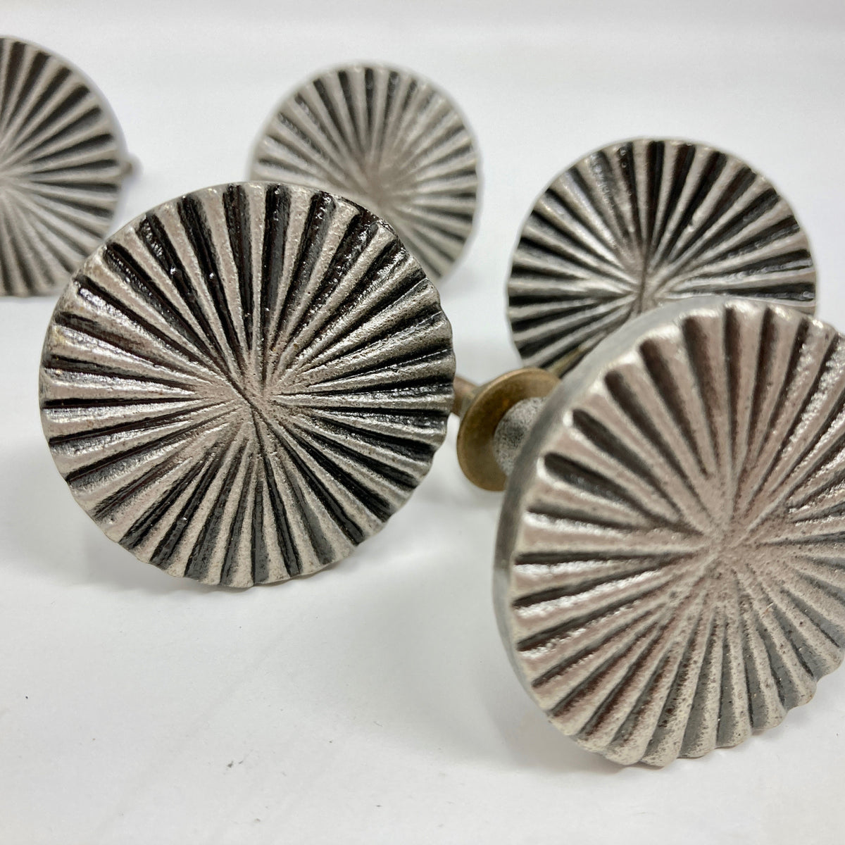 Pewter Vintage Art Deco Fan Drawer Knob