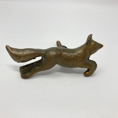 Antique Bronze Running Fox Knob