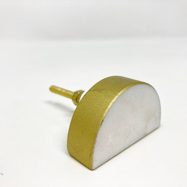 Half Moon Marble Stone Knob with Gold Surround