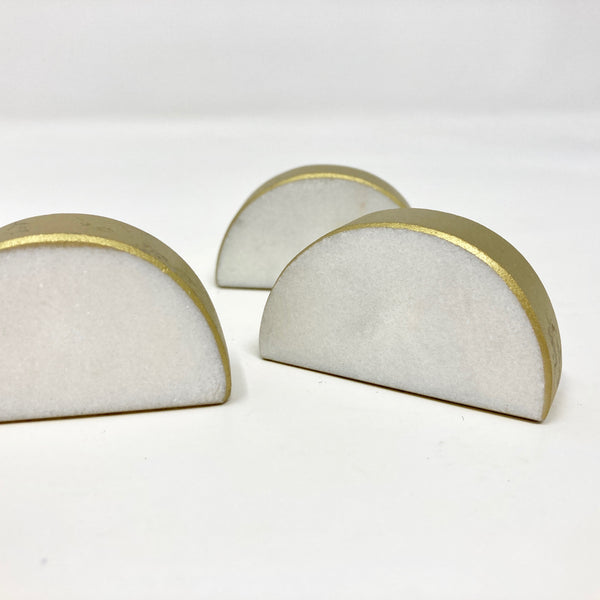 Half Moon Marble Stone Knob with Gold Surround