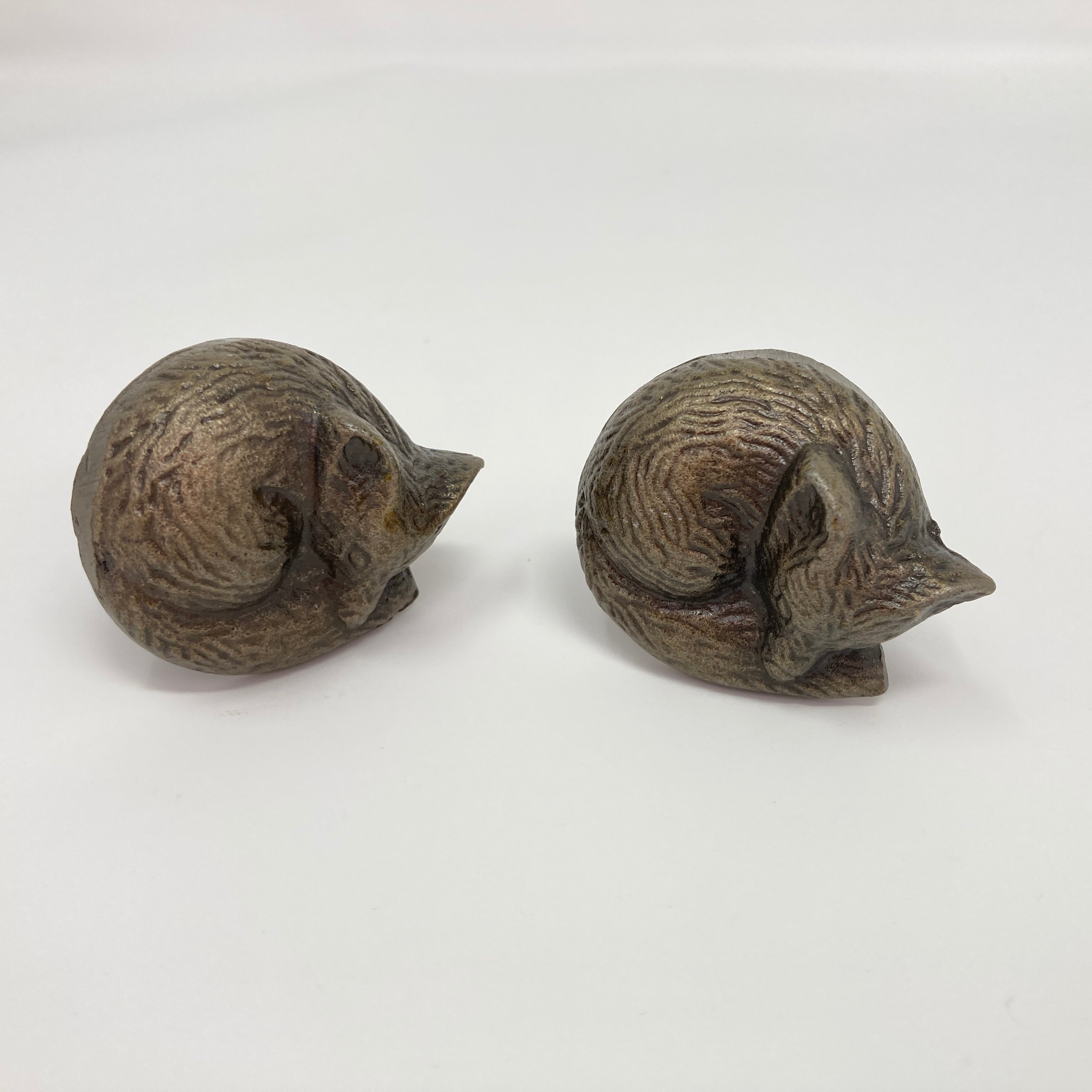 Vintage Antique Bronze Sleeping Fox Knob