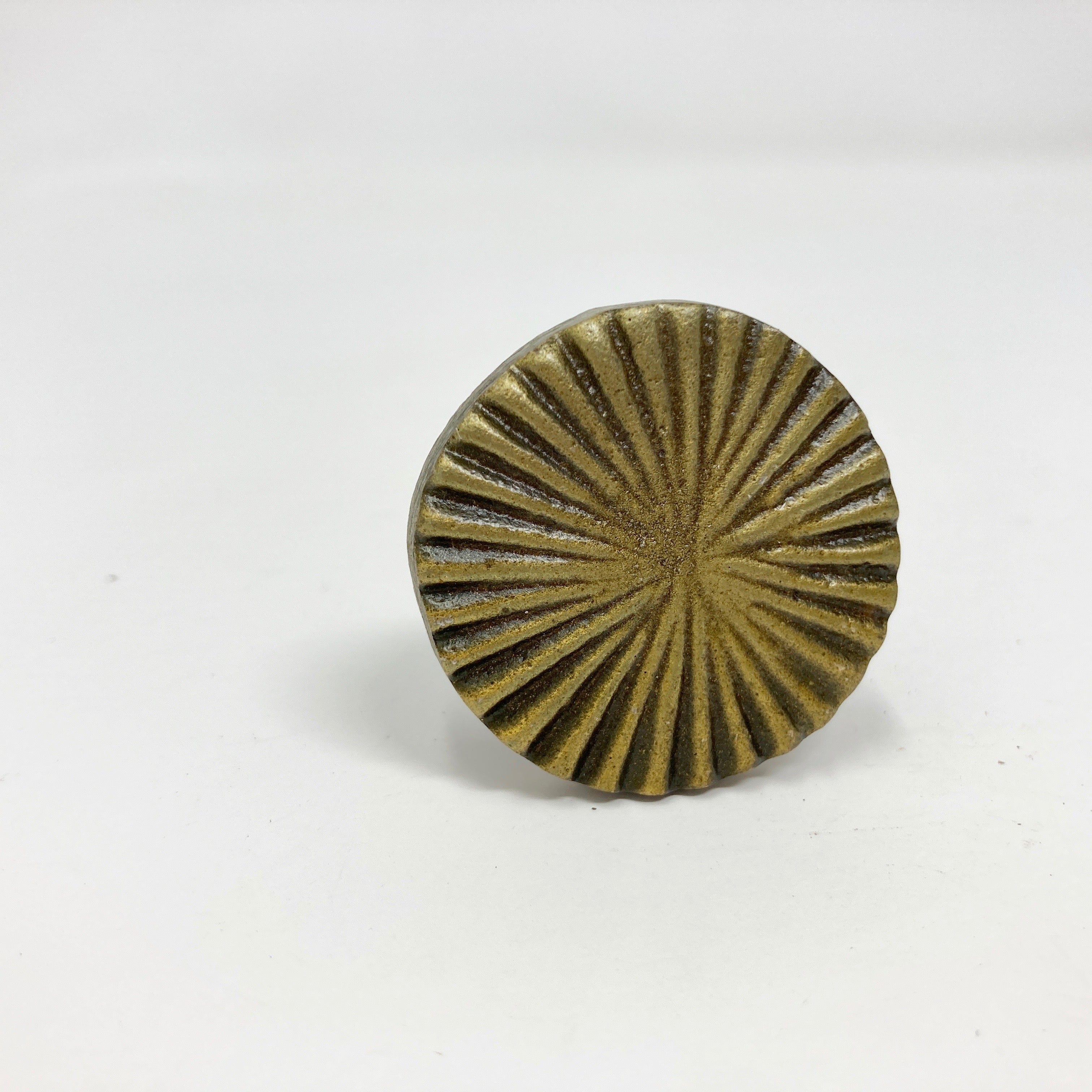 Antique Brass Vintage Art Deco Fan Drawer Knob