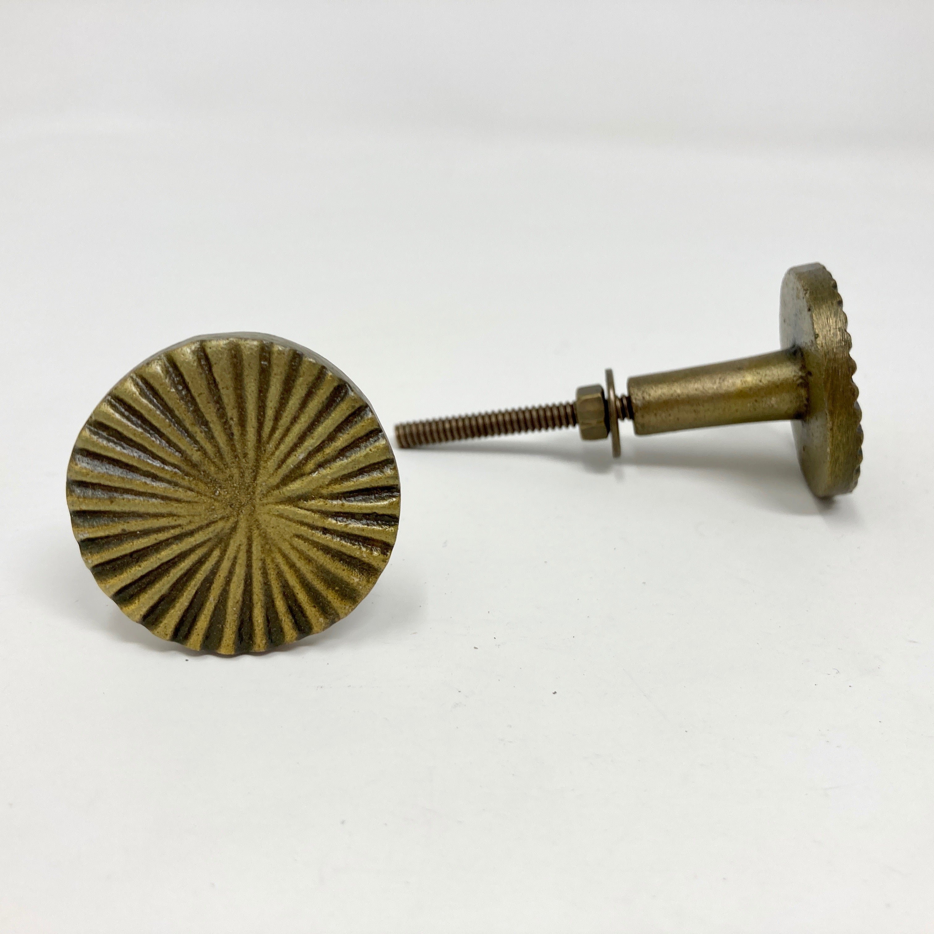 Antique Brass Vintage Art Deco Fan Drawer Knob