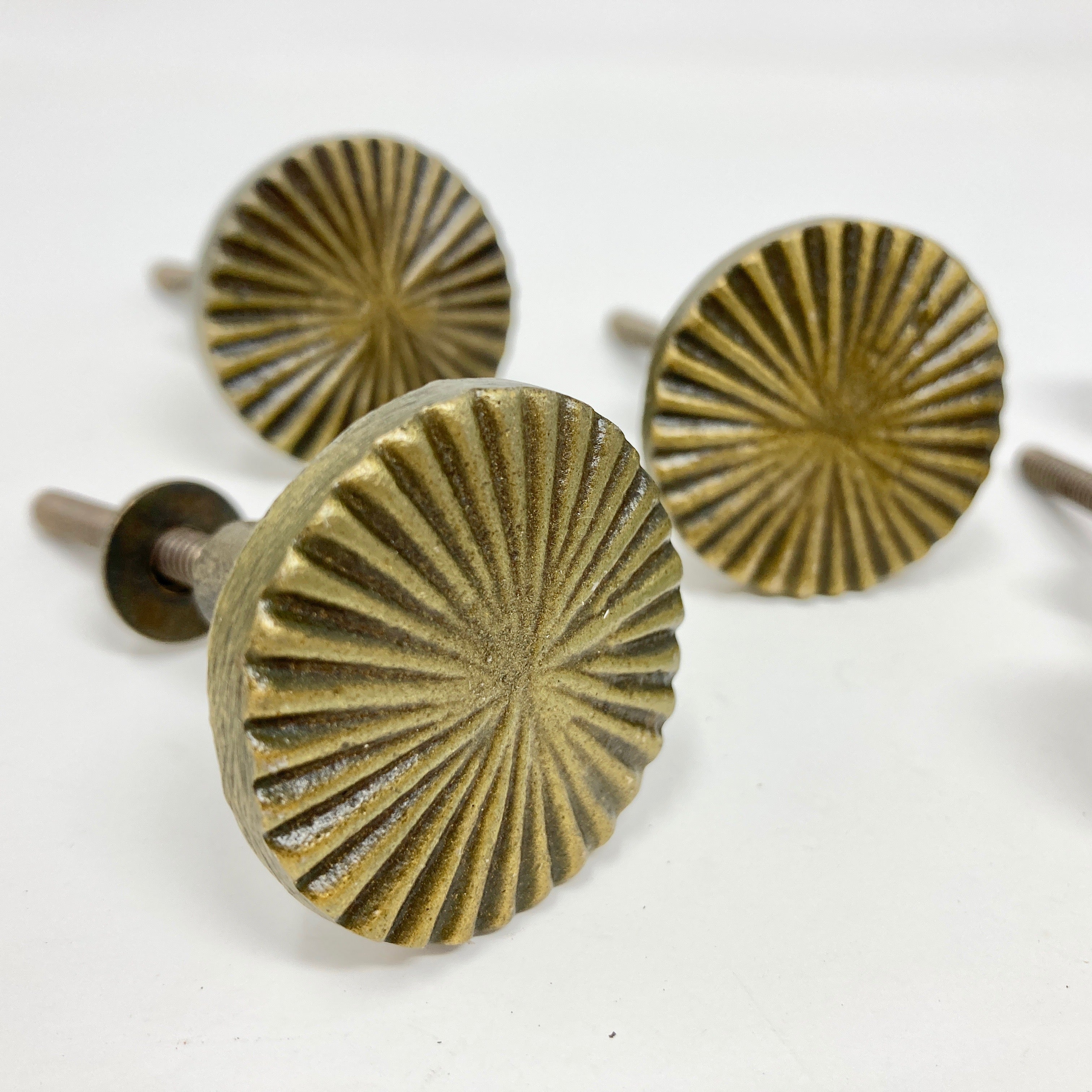 Antique Brass Vintage Art Deco Fan Drawer Knob