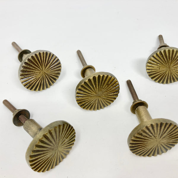Antique Brass Vintage Art Deco Fan Drawer Knob
