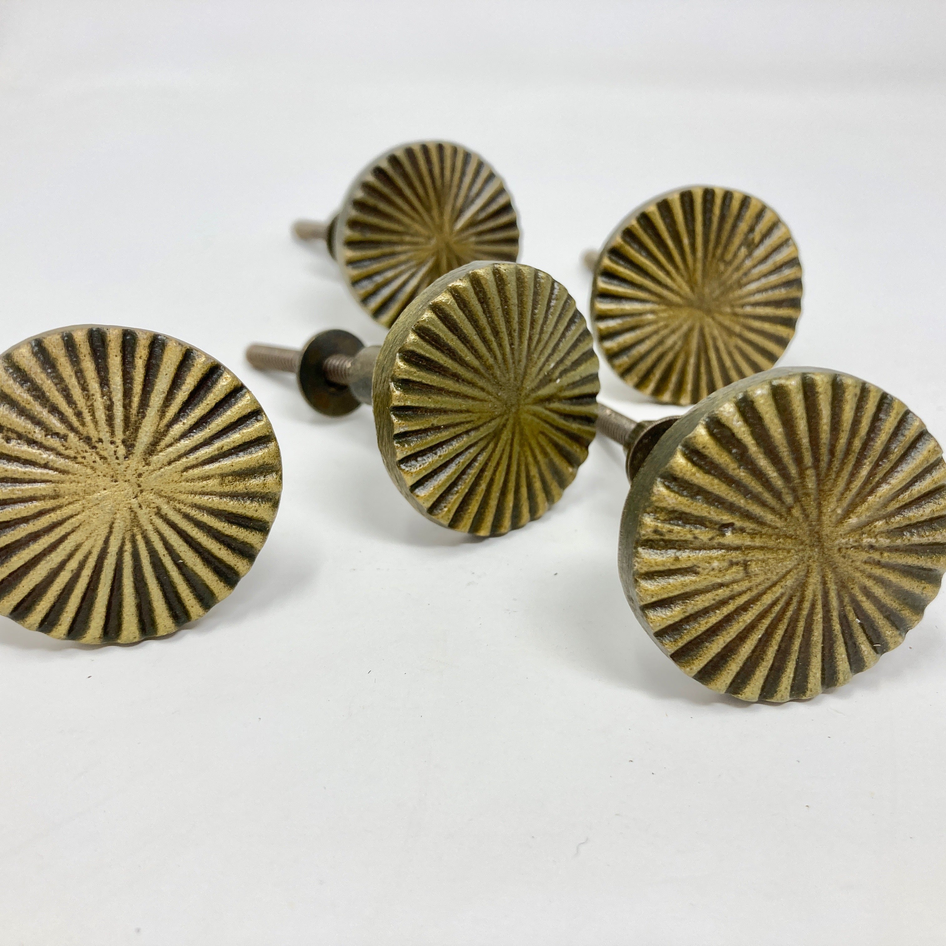 Antique Brass Vintage Art Deco Fan Drawer Knob