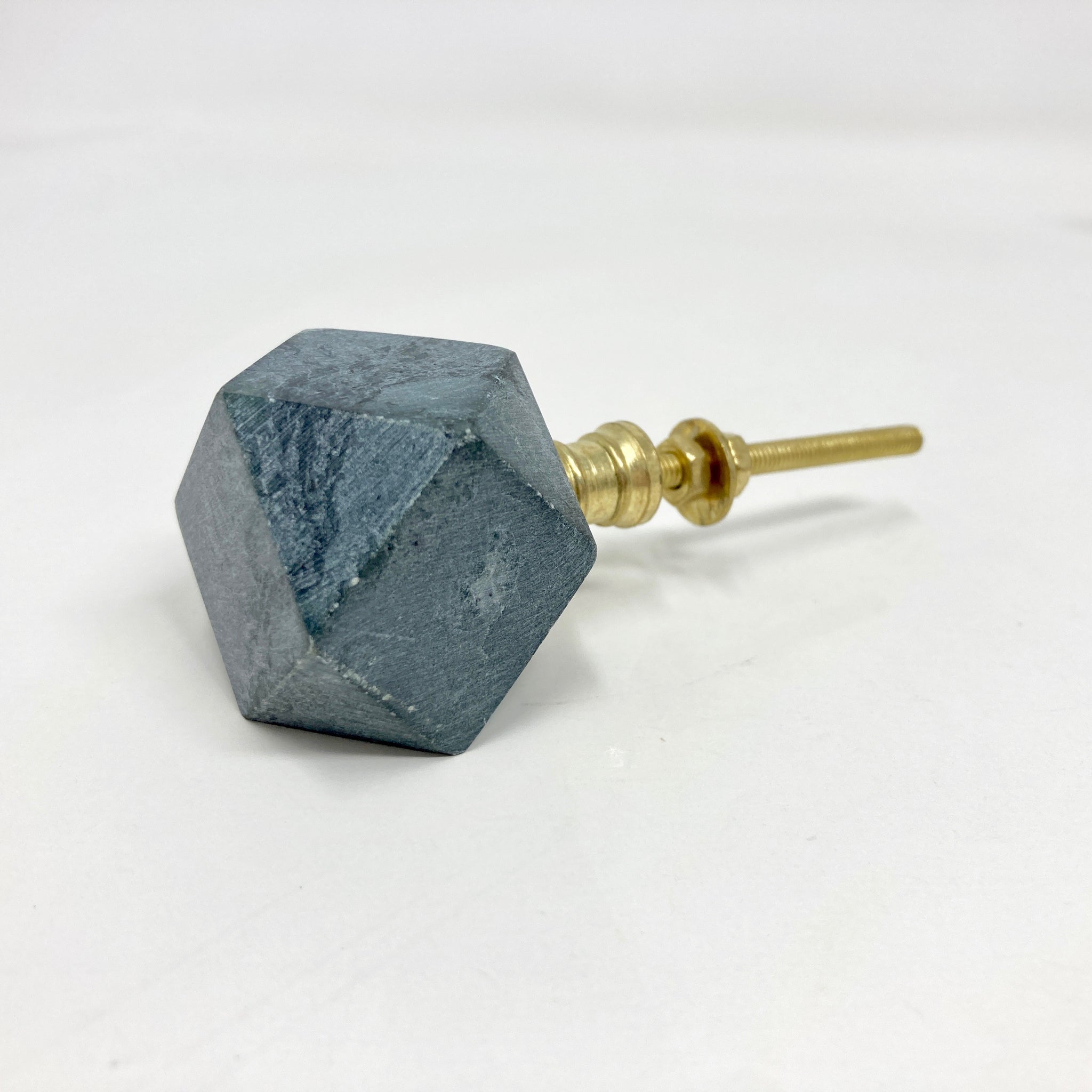 Geometric Green Marble Prism Stone Knob