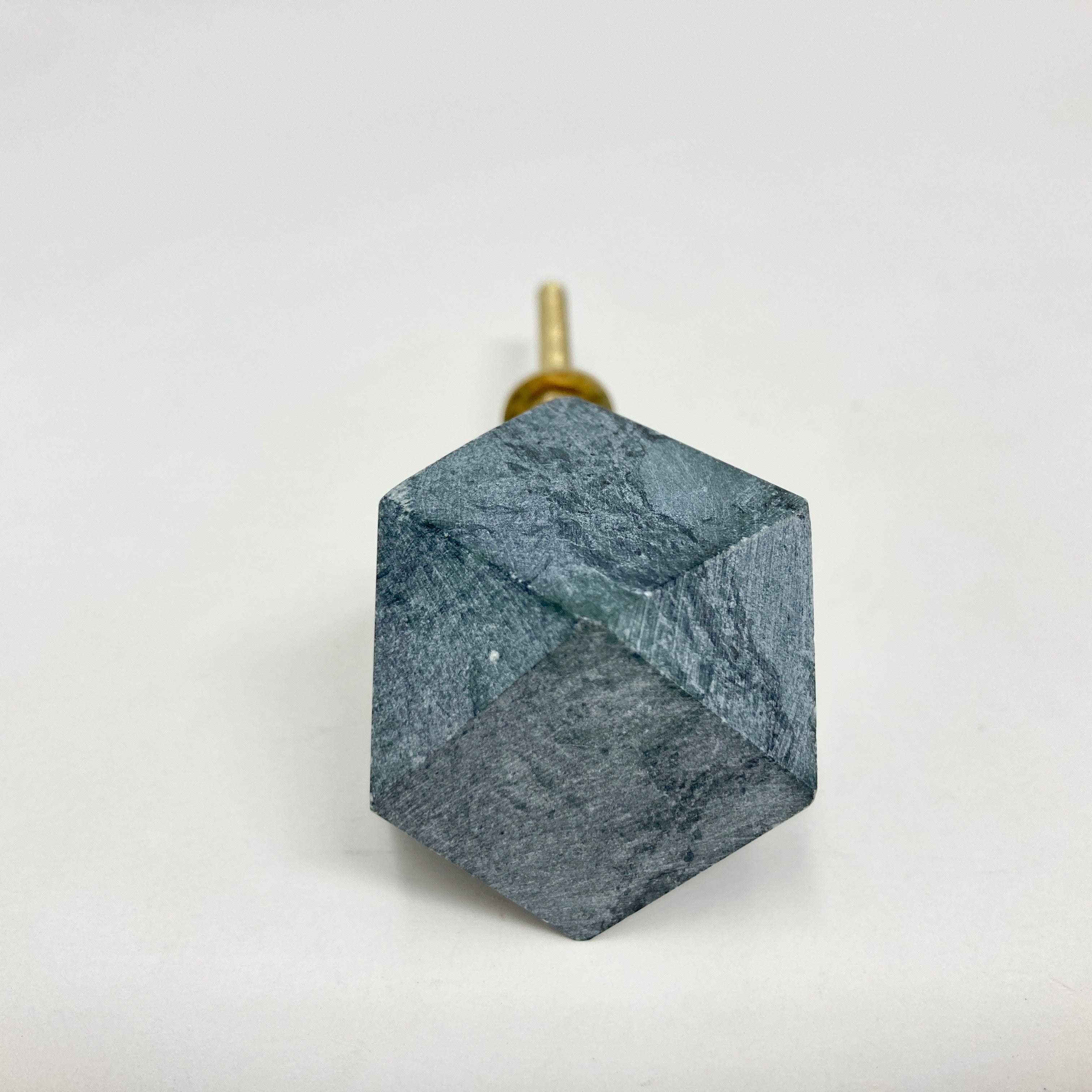 Geometric Green Marble Prism Stone Knob