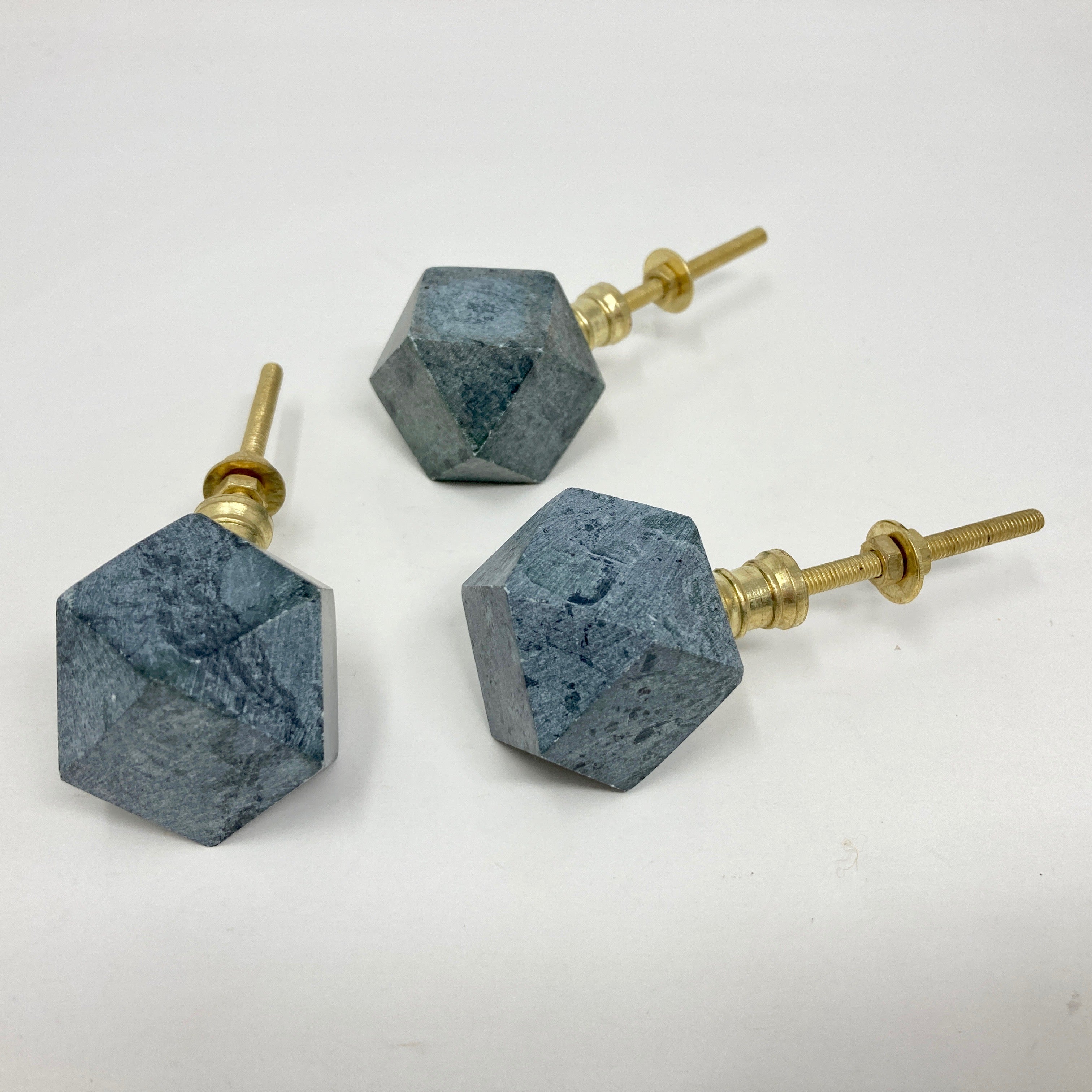 Geometric Green Marble Prism Stone Knob