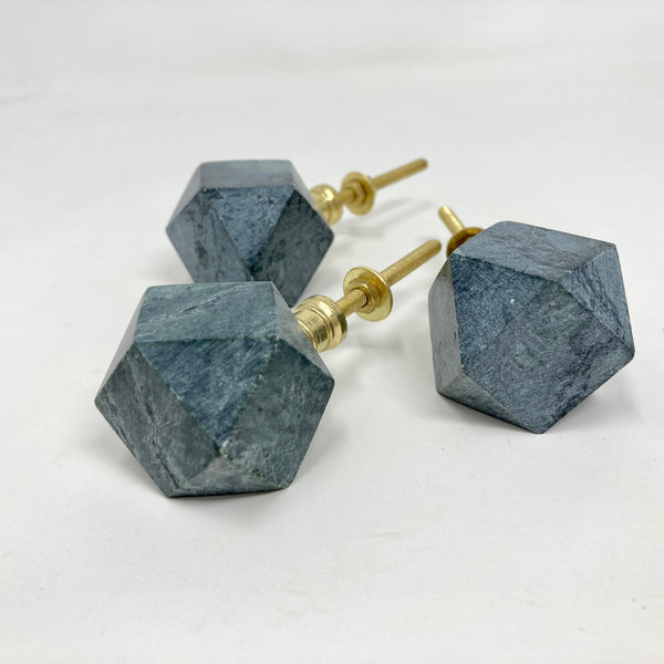 Geometric Green Marble Prism Stone Knob