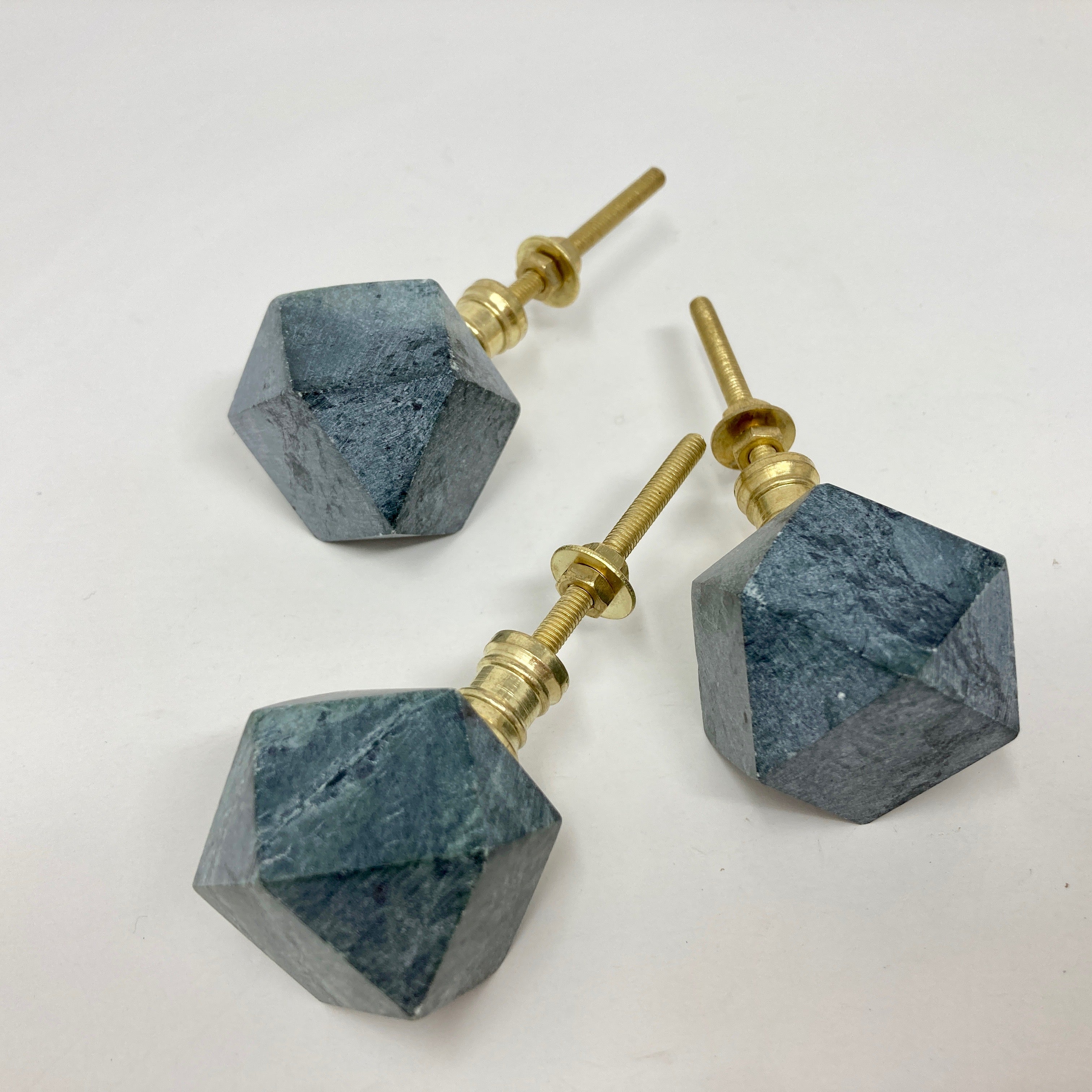 Geometric Green Marble Prism Stone Knob