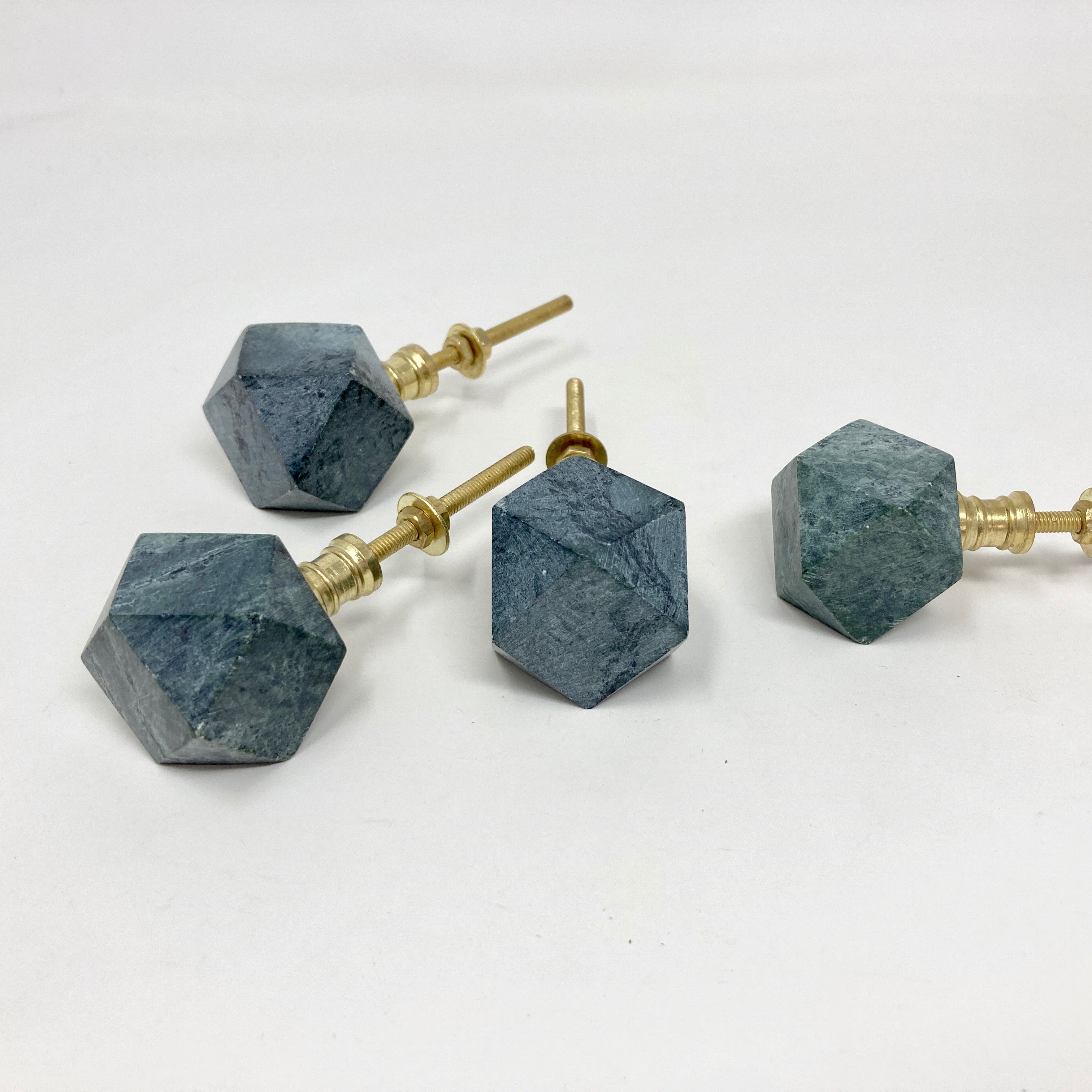 Geometric Green Marble Prism Stone Knob