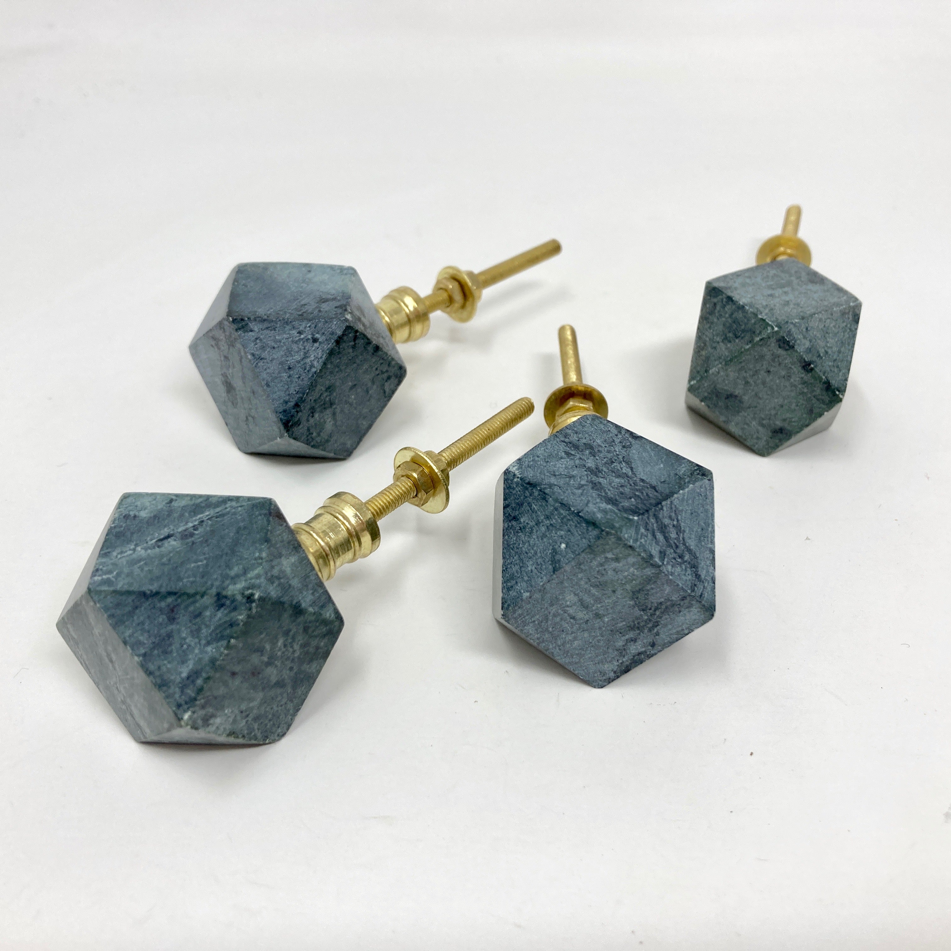 Geometric Green Marble Prism Stone Knob