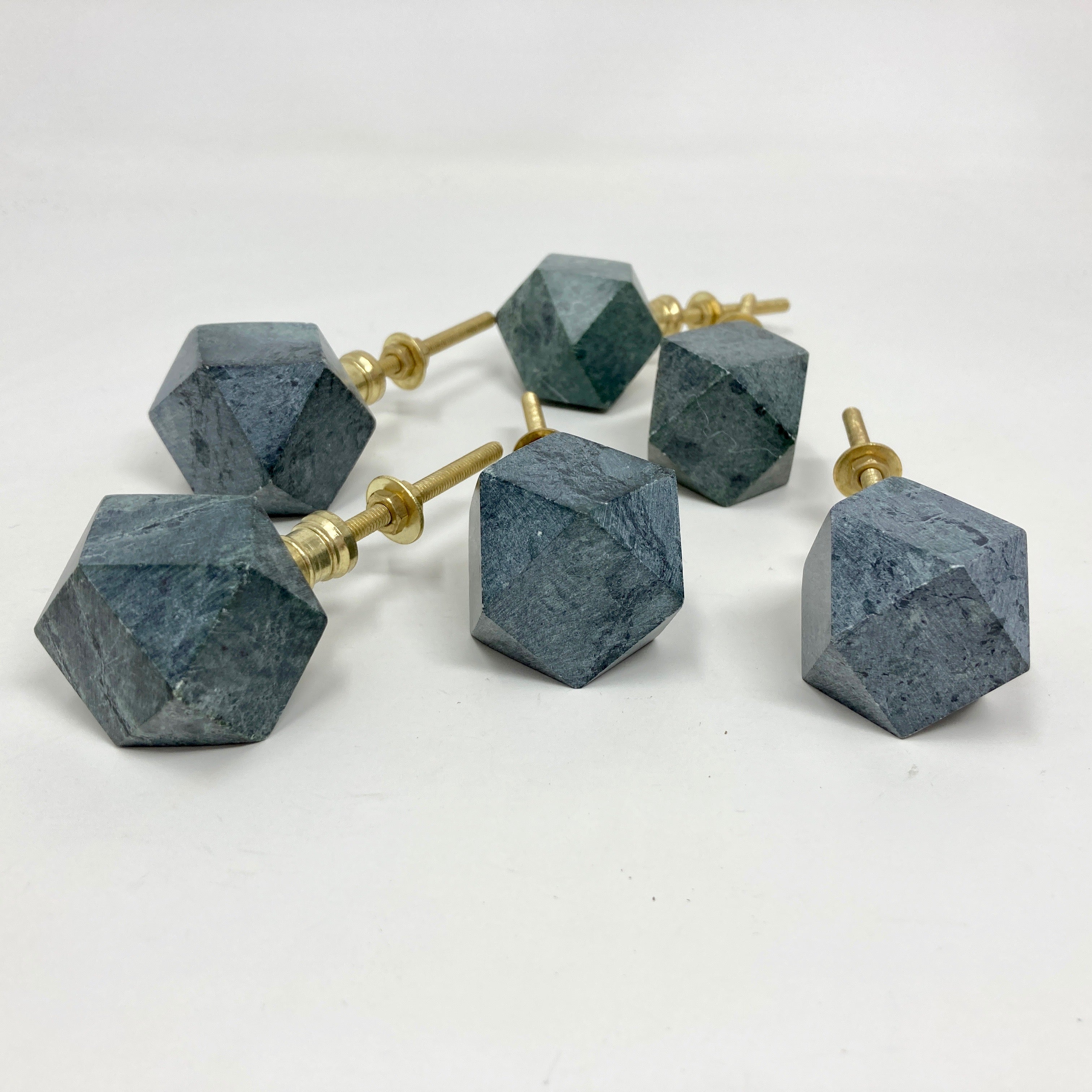 Geometric Green Marble Prism Stone Knob