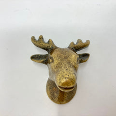 Antique Bronze Vintage Deer Stags Head Knob