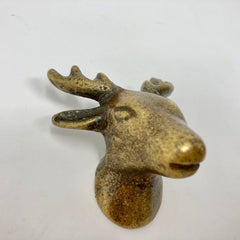 Antique Bronze Vintage Deer Stags Head Knob