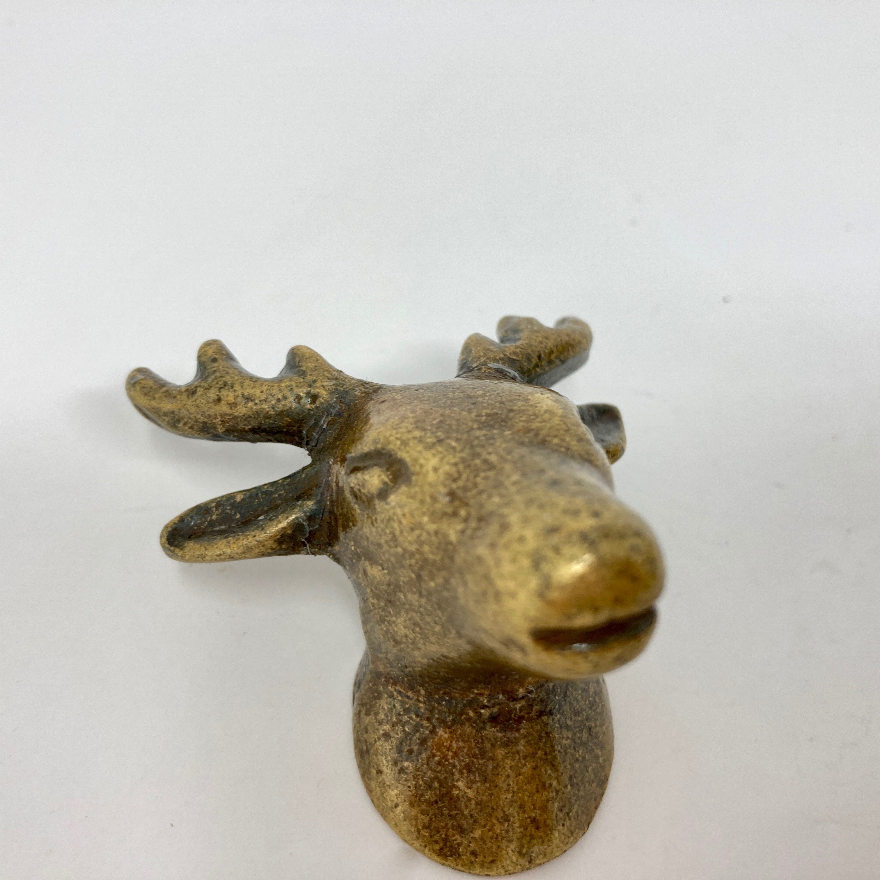 Antique Bronze Vintage Deer Stags Head Knob