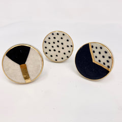 Hand-Painted Handmade Ceramic Knobs. Elegant Gold, Black & White Design for Cabinets, Drawers, & Furniture