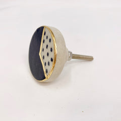 Hand-Painted Handmade Ceramic Knobs. Elegant Gold, Black & White Design for Cabinets, Drawers, & Furniture