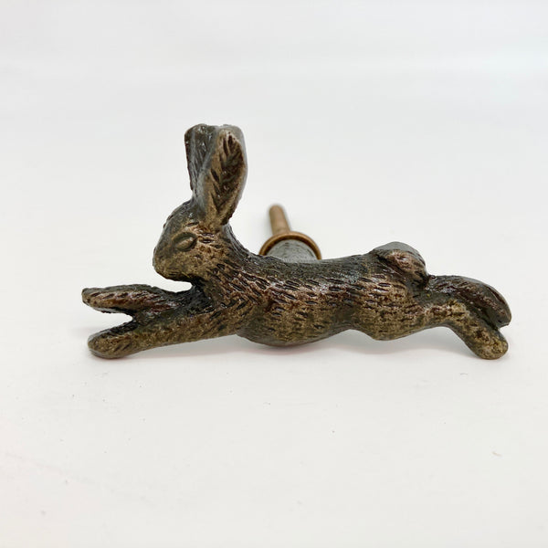 Running Rabbit Knob in Antique Brass