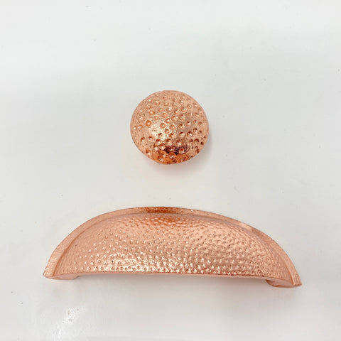 Copper Hammered Knob & Cup Handle Cabinet - Drawer Pull Door Knob Kitchen Replacement Knob