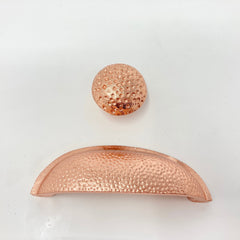 Copper Hammered Knob & Cup Handle Cabinet - Drawer Pull Door Knob Kitchen Replacement Knob