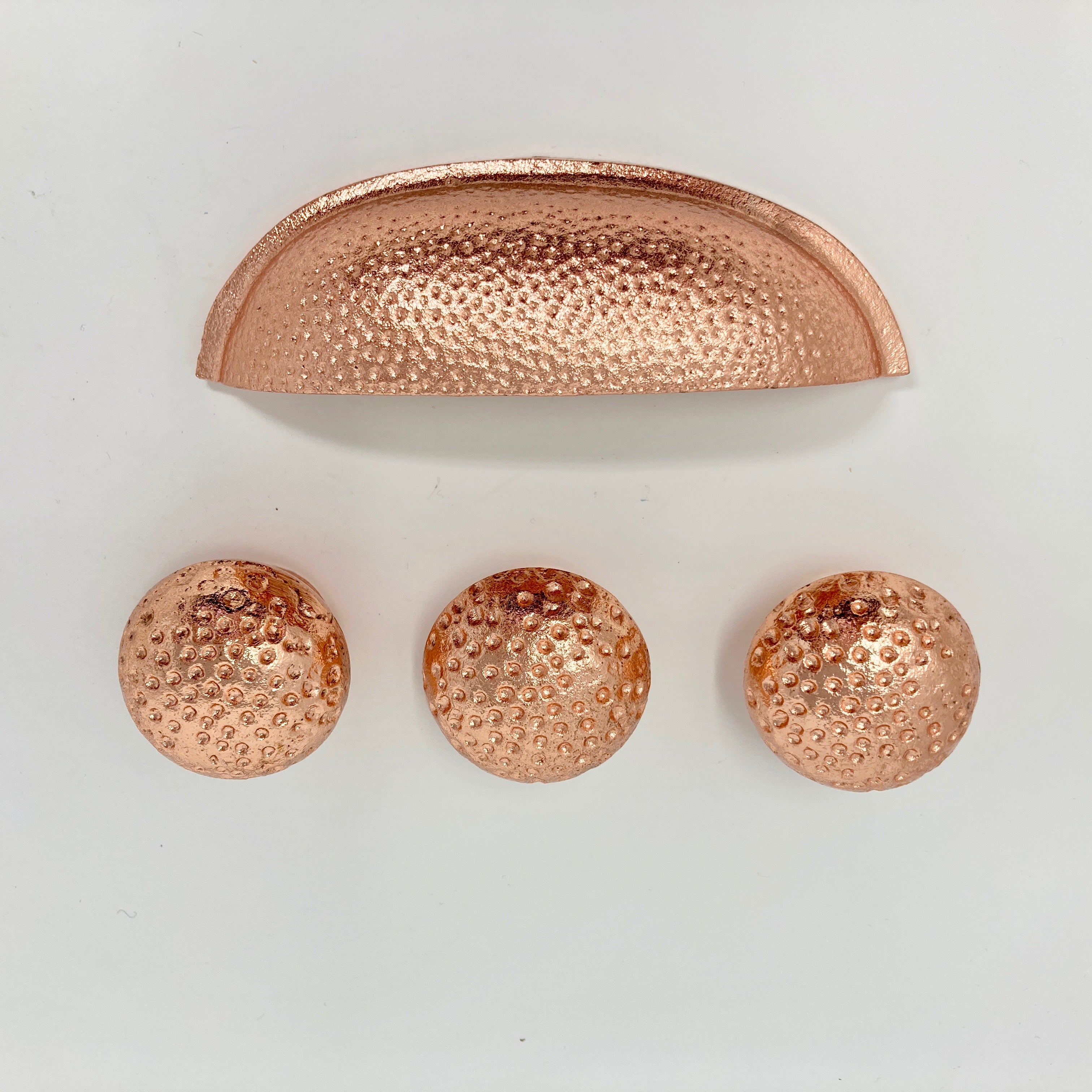 Copper Hammered Knob & Cup Handle Cabinet - Drawer Pull Door Knob Kitchen Replacement Knob