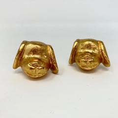 Gold Metal Dog's Head Shaped Knob